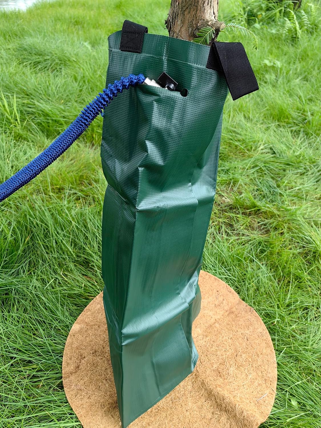 20gal Tree Watering Ring with Coconut Fiber Mulch Ring, Deep Root&Slow Release&Automatic Drip Irrigation Watering System for Trees and shrubs (2*Watering Ring +2* Mulch Mat)
