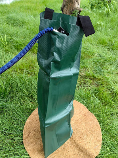 20gal Tree Watering Ring with Coconut Fiber Mulch Ring, Deep Root&Slow Release&Automatic Drip Irrigation Watering System for Trees and shrubs (2*Watering Ring +2* Mulch Mat)