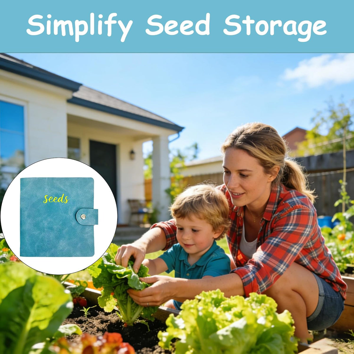 Seed Storage Organizer Binder, 3 Ring Seed Packet Organizer with 100 Pockets(25 Pack Clear Sheet Protectors), Garden Seed Holder Book for Envelopes, Seed Saving Keeper, Green