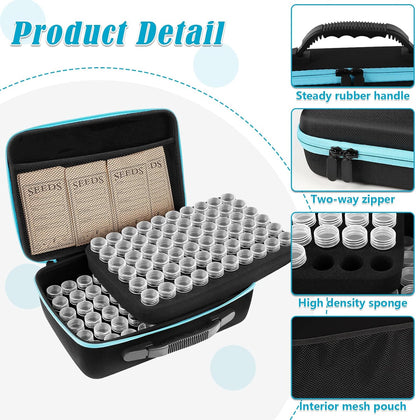 60 Slots Seed Storage Organizer with 20 Seed Envelopes, Sturdy Seed Organizer Storage Box with Zipper Bag Label Stickers(Seeds not Included), Seed Storage Container for Flower Plants Garden