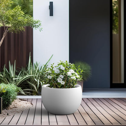 Large Round Bowl Vintage BRN Concrete Planter 19.9" Dia, Outdoor