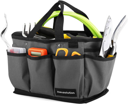 Housolution Gardening Tote Bag, Deluxe Garden Tool Storage Bag and Home Organizer with Pockets, Wear-Resistant & Reusable, 14 Inch, Pink