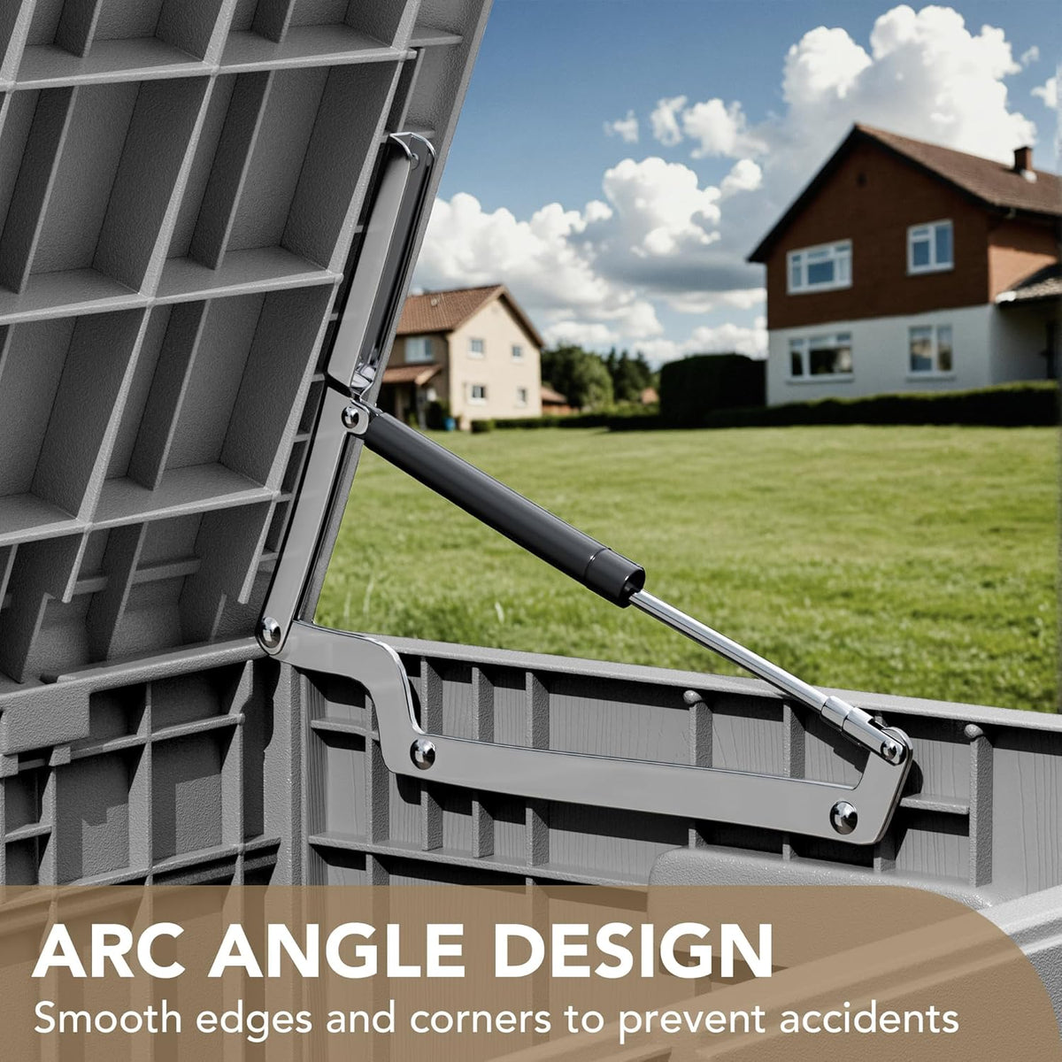 Devoko 100 Gallon Waterproof Large Resin Deck Box Indoor Outdoor Lockable Storage Container for Patio Furniture Cushions Garden Tools (100 Gallon, Black)