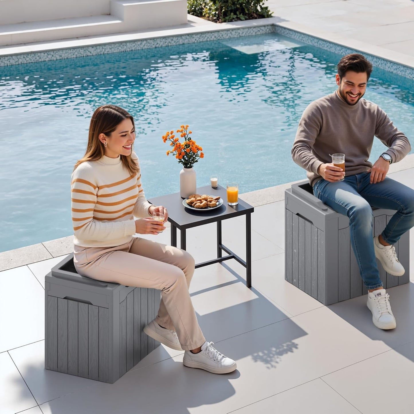 30 Gallon Resin Deck Box Waterproof Outdoor Storage Box for Patio Furniture Pool Accessories Indoor Storage for Cushion Garden Tools (30 Gallon, Black)