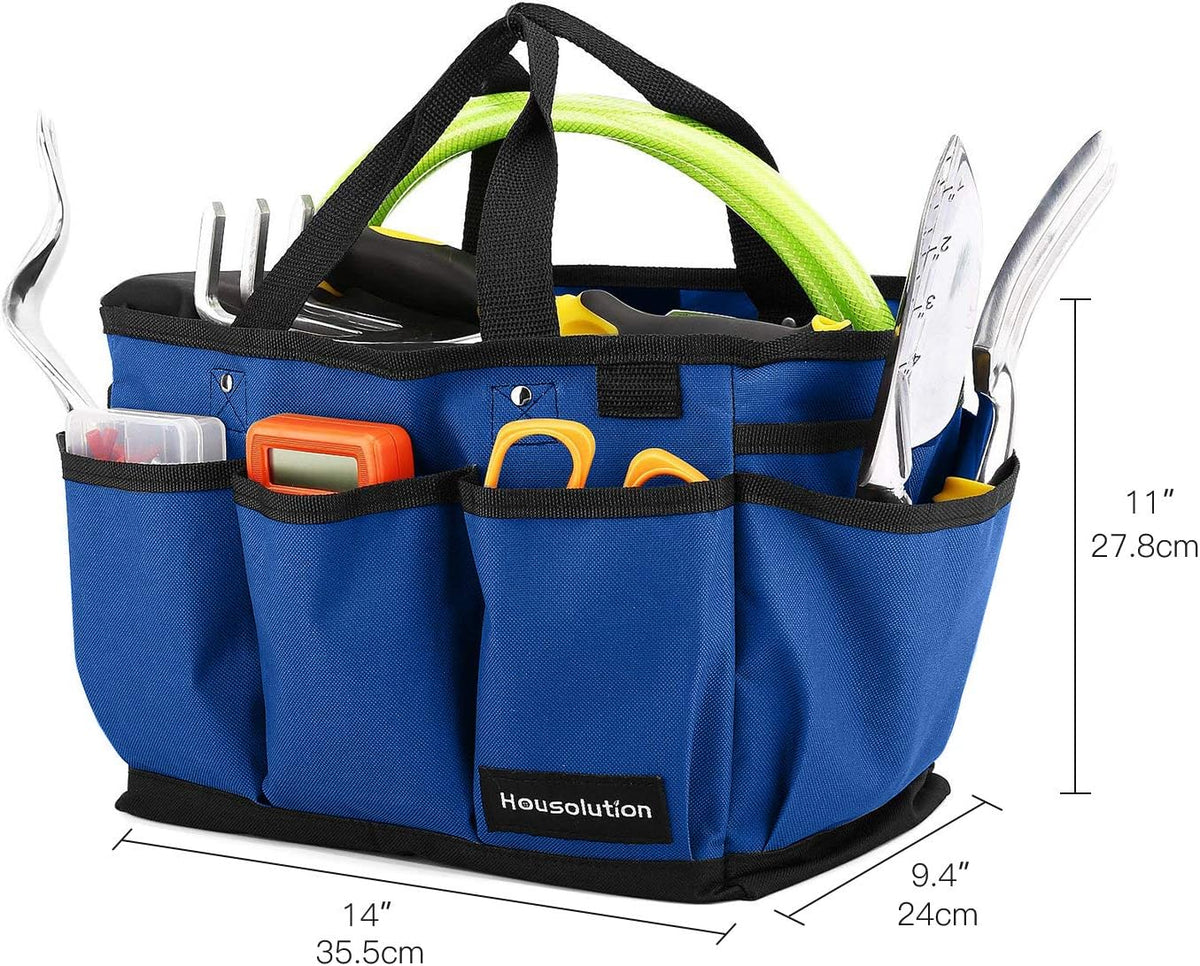 Housolution Gardening Tote Bag, Deluxe Garden Tool Storage Bag and Home Organizer with Pockets, Wear-Resistant & Reusable, 14 Inch, Pink