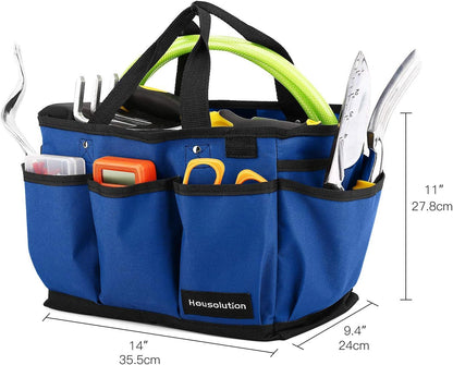 Housolution Gardening Tote Bag, Deluxe Garden Tool Storage Bag and Home Organizer with Pockets, Wear-Resistant & Reusable, 14 Inch, Pink