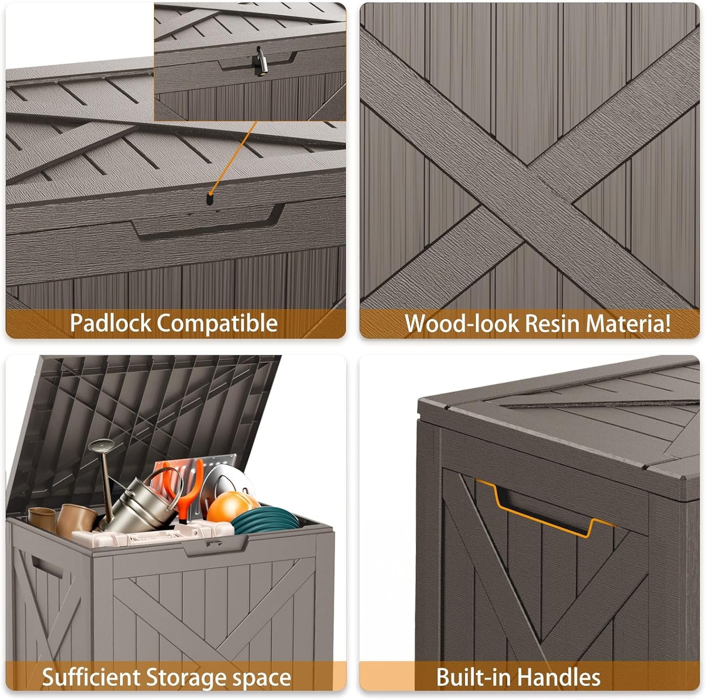 30 Gallon Outdoor Deck Box, Lockable Waterproof Outdoor Storage Boxes For Garden Tools,Indoor Cushions,Accessories Outside Storage Resin Weatherproof Container(Black)