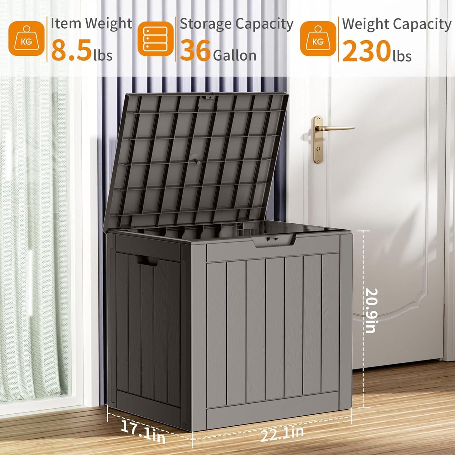 30 Gallon Outdoor Deck Box, Lockable Waterproof Outdoor Storage Boxes For Garden Tools,Indoor Cushions,Accessories Outside Storage Resin Weatherproof Container(Black)