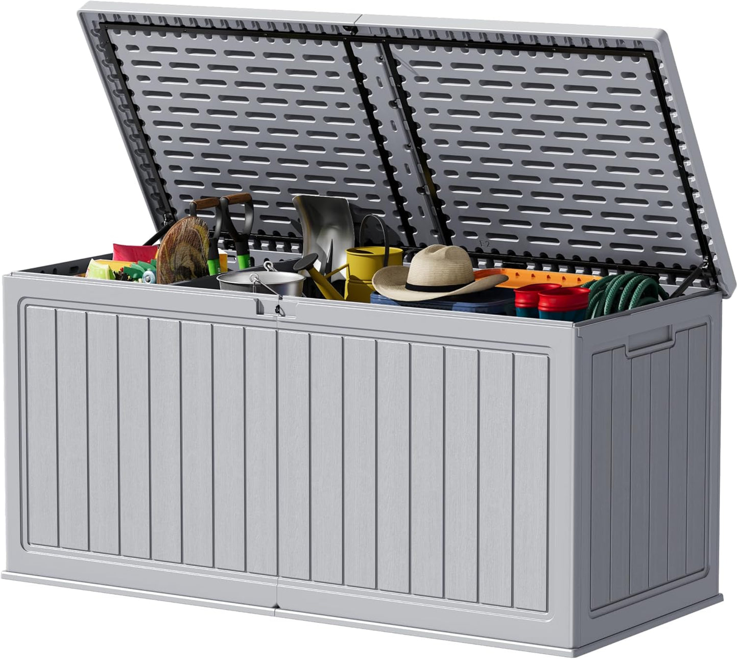 30 Gallon Resin Deck Box Waterproof Outdoor Storage Box for Patio Furniture Pool Accessories Indoor Storage for Cushion Garden Tools (30 Gallon, Black)