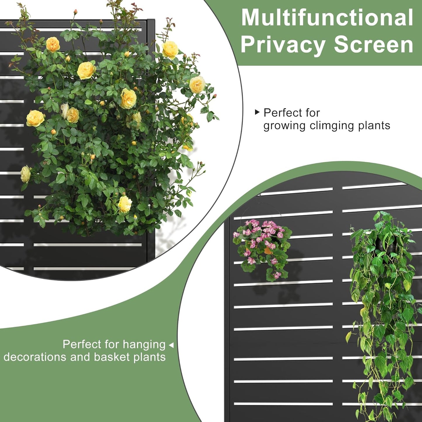 Casaphoria Metal Raised Garden Bed with Trellis and Wheels, 72"x47"x16" Planter Box for Climbing Plants, Vegetables & Vines, Features Drainage Holes and Privacy Screen (Black-Louver) - Colors D