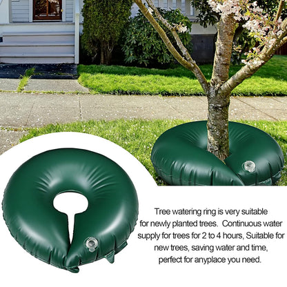 TaoBary 4 Pcs 10 Gallon Tree Watering Ring Bag Slow Release Watering Bag Deep Root Automatic Drip System PVC Drip Irrigation Pouch Donuts for Newly Planted Multi Trunk Trees Shrubs (Black)