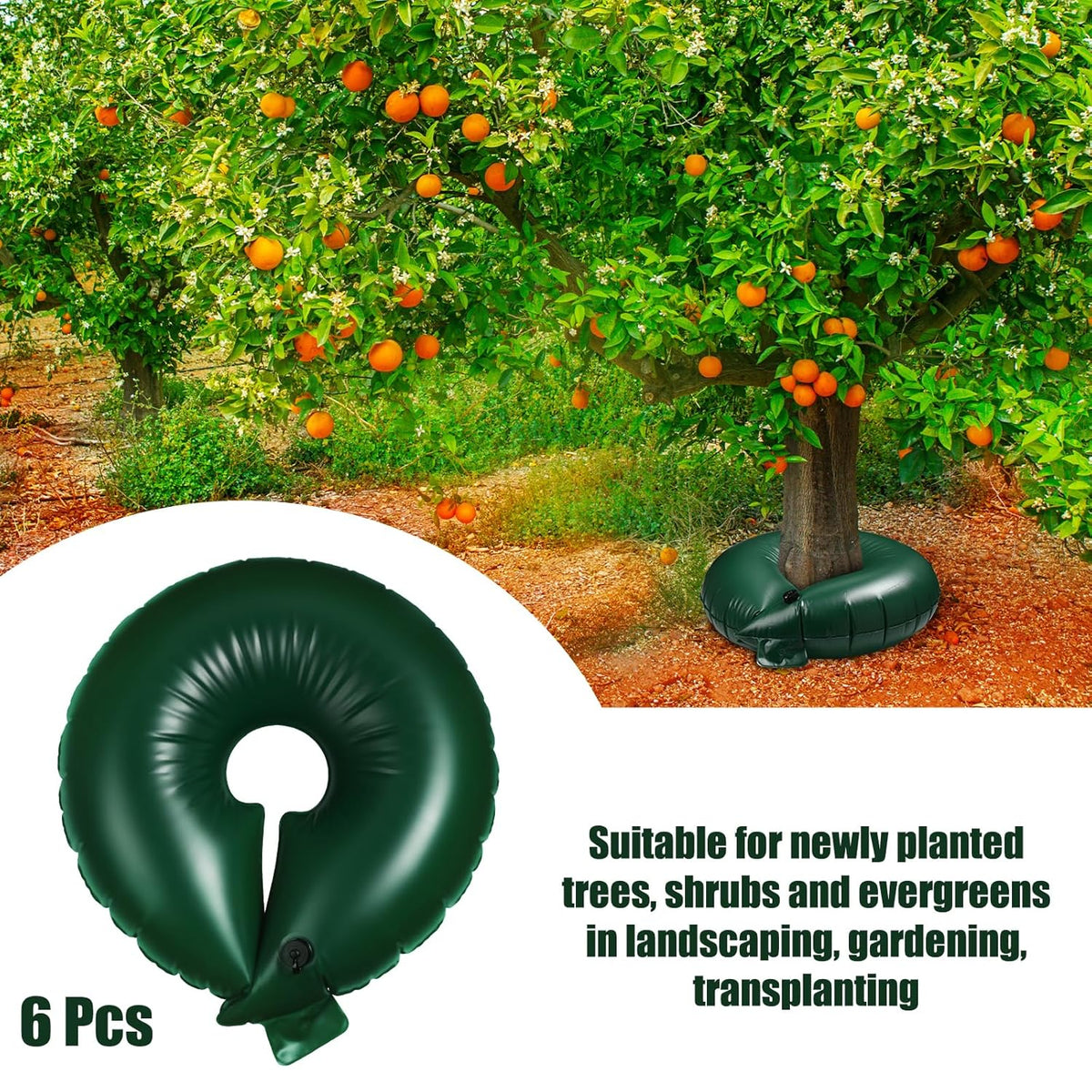 Foaincore 6 Pcs 10 Gallon Heavy Duty Tree Watering Ring PVC Drip Irrigation Deep Tree Root Watering Bag Round Trees Slow Release Water Pouch Planting Drip Irrigation Rings for Gardening Supply(Green)