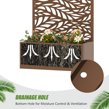 Casaphoria Metal Raised Garden Bed with Trellis and Wheels, 72"x47"x16" Planter Box for Climbing Plants, Vegetables & Vines, Features Drainage Holes and Privacy Screen (Black-Louver) - Colors C