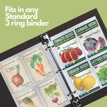 Seed Storage Organizer Sleeves, 100 Pockets (25 Pack) 3.5x5, Heavy Duty Polypropylene, Top Loading 4 Pocket Seed Packet Organizer Pages for 3 Ring Binder, Archival Safe - Performore