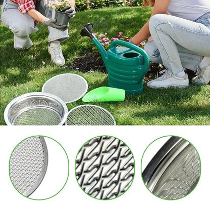 Stainless Steel Soil Sifter for Gardening,Sand Sifter Tool with Interchangeable Mesh Screens(1,3,6,9,12mm) and Scoop Shovel,Soil and Compost Screening Kit