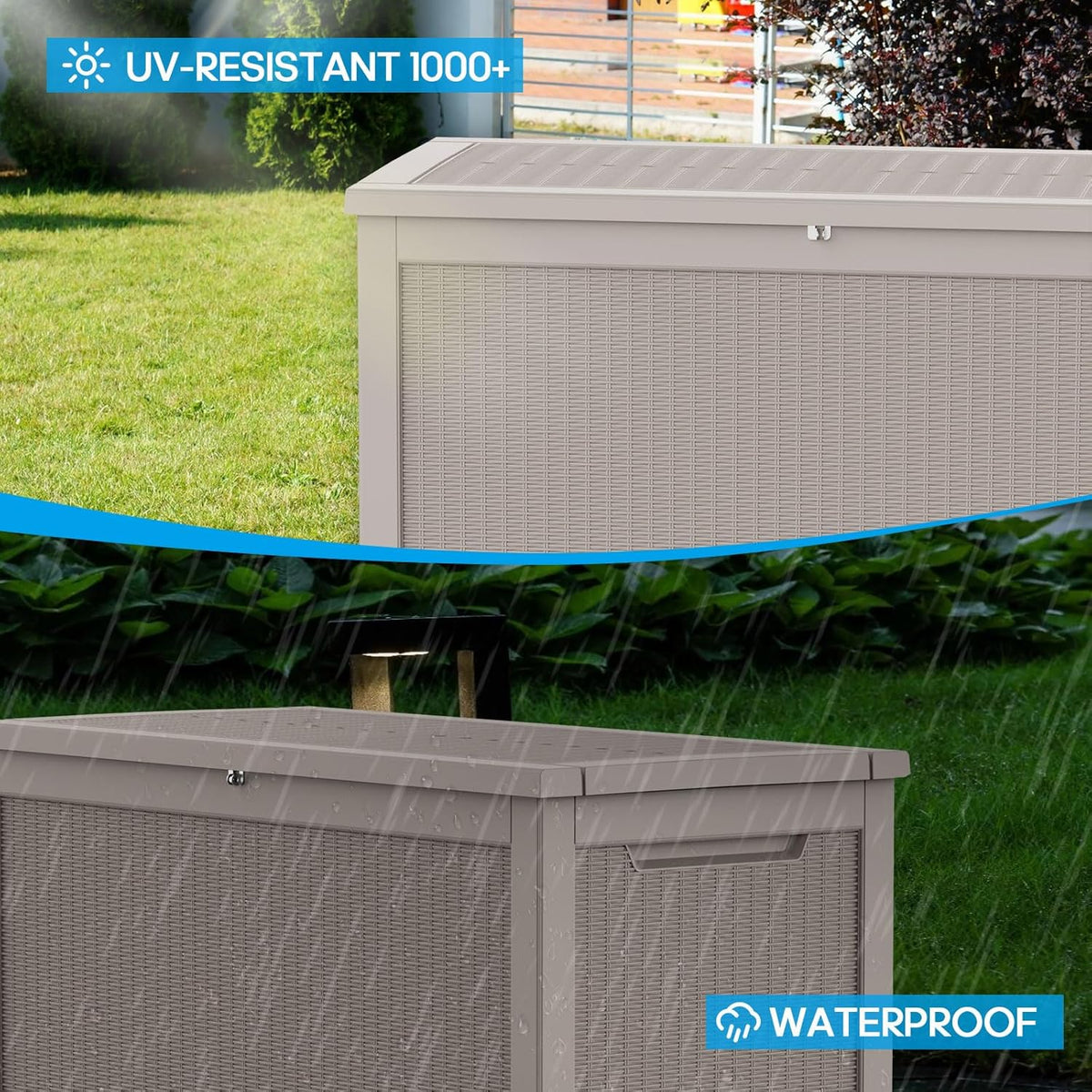 30 Gallon Outdoor Deck Box, Lockable Waterproof Outdoor Storage Boxes For Garden Tools,Indoor Cushions,Accessories Outside Storage Resin Weatherproof Container(Black)