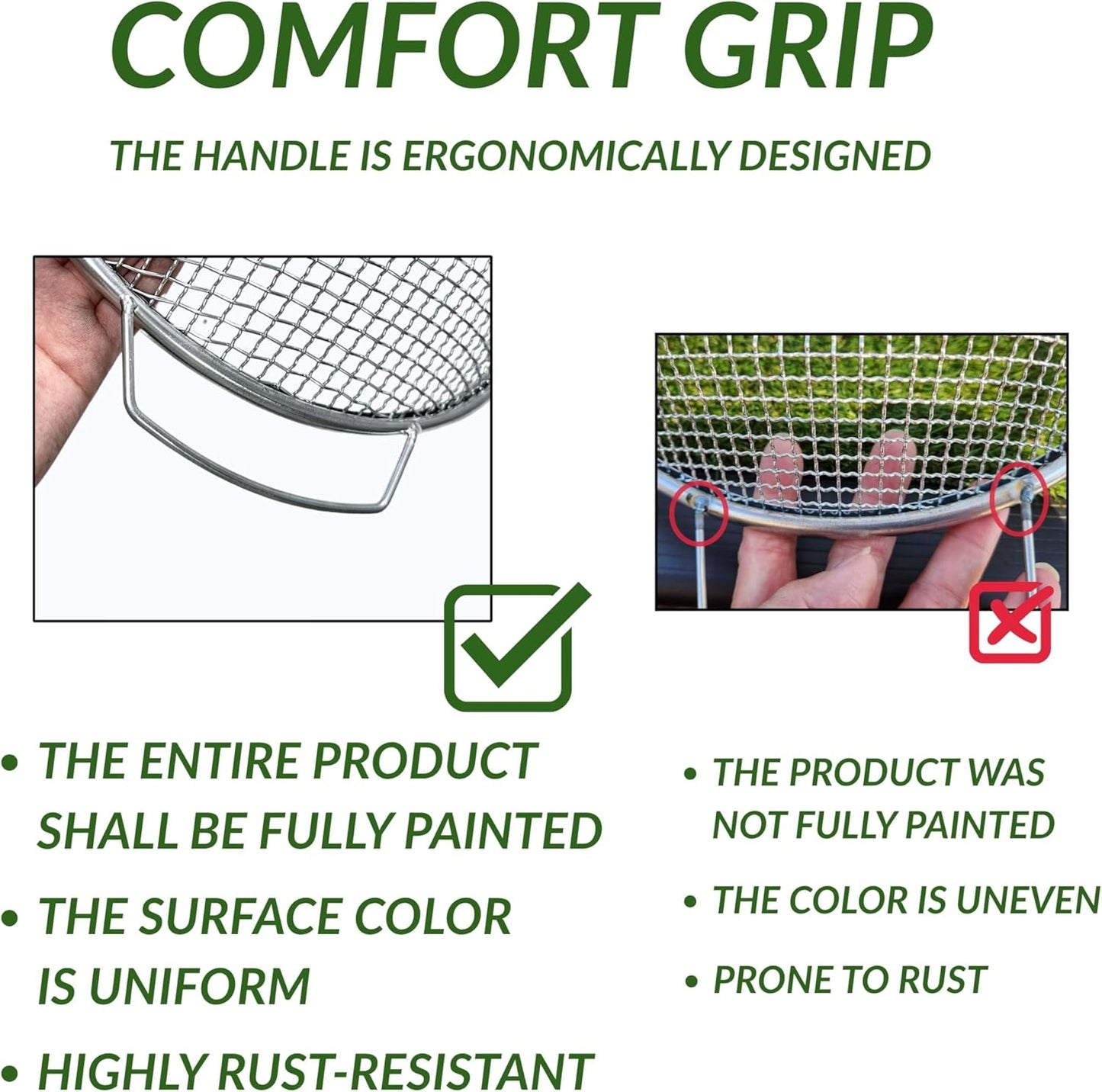 3PCS Soil Sifter for Gardening, Rock Sifter for 5gallon Bucket, Dirt Sifter Compost Sifter, Sifter for Gravel Sawdust Vermicompost, 3mm, 6mm,8mm, Soil Sifter with Handle