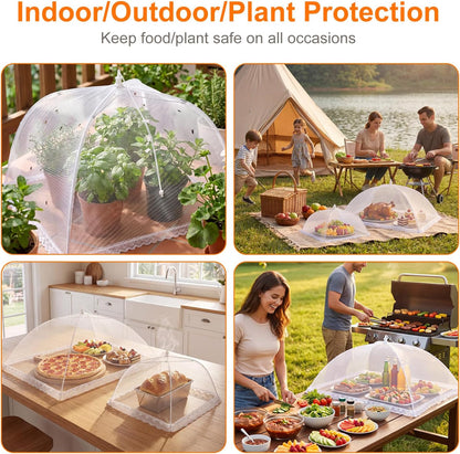 8 Pack 2 Size Mesh Food Covers for Outside, 2 Jumbo and 6 Large Cake Cover Net for Indoor/Outdoor, Picnic Accessories Fruit Cover Tent Keeping Out Flies Bugs Mosquitos