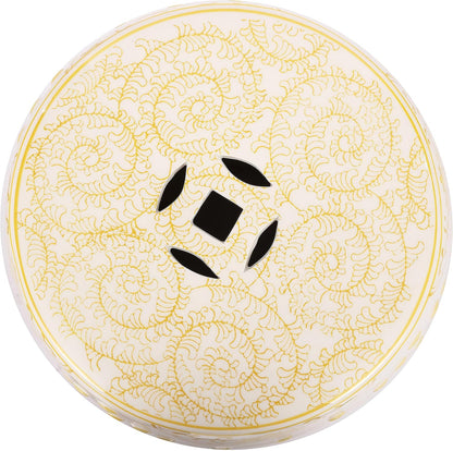 JONATHAN Y Double Happiness 18" Ceramic Garden Stool, Traditional Chinoiserie Dusty Teal and White Indoor/Outdoor Patio Drum Accent Side Table and Plant Stand TBL1013C