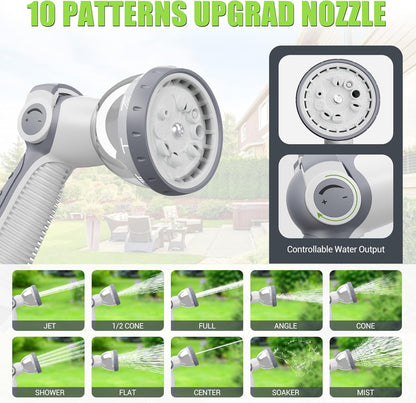 5/8" × 110 ft Retractable Hose Reel, Heavy Duty Retractable Garden Hose Reel Wall Mounted with 10-Pattern Hose Nozzle/Any Length Lock/Slow Return System/180°Swivel Bracket