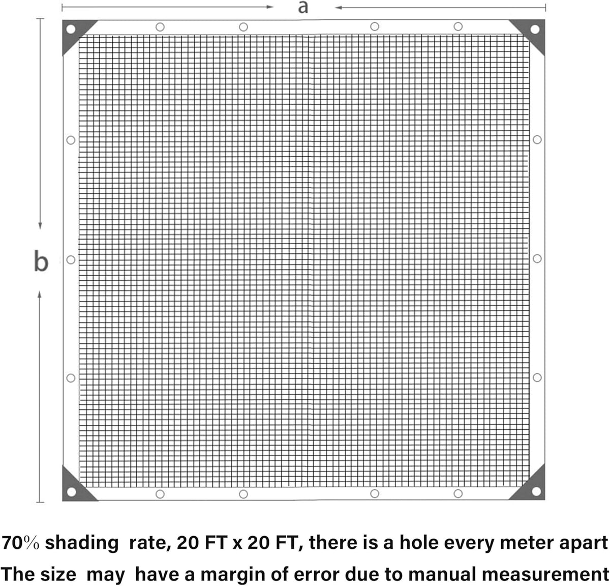 winemana 70% Shade Cloth 10x20 FT - Durable UV Blocking Mesh Tarp for Garden, Patio, Greenhouse & Chicken Coop - Sun Shade Cover with Grommets for Plants, Dog Kennel, Outdoor Use