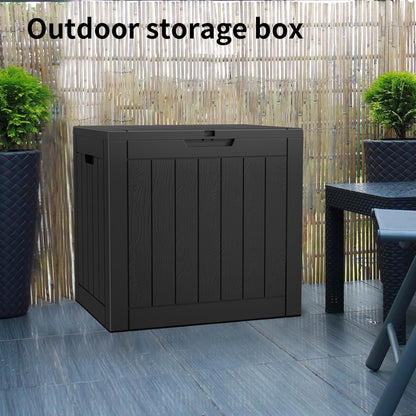 30 Gallon Outdoor Deck Box, Lockable Waterproof Outdoor Storage Boxes For Garden Tools,Indoor Cushions,Accessories Outside Storage Resin Weatherproof Container(Black)