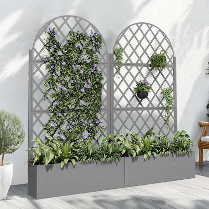 Casaphoria Metal Raised Garden Bed with Trellis and Wheels, 72"x47"x16" Planter Box for Climbing Plants, Vegetables & Vines, Features Drainage Holes and Privacy Screen (Black-Louver) - Colors C