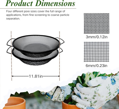 3PCS Soil Sifter for Gardening, Rock Sifter for 5gallon Bucket, Dirt Sifter Compost Sifter, Sifter for Gravel Sawdust Vermicompost, 3mm, 6mm,8mm, Soil Sifter with Handle