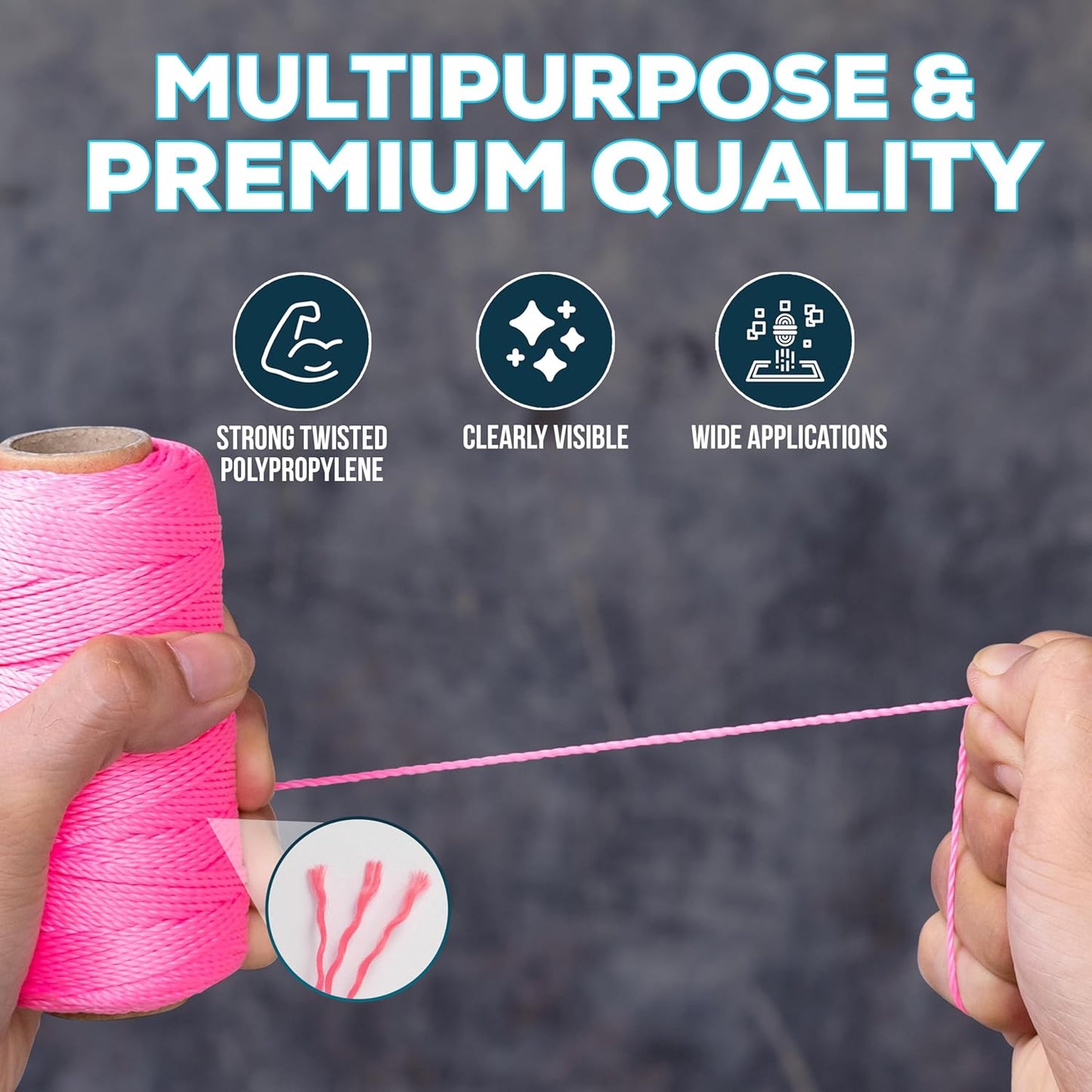 Mason Line String Reel 260FT, 390FT, 780FT, 1500FT, 2300FT, Durable Construction Twine for Laying Bricks, Blocks, Fences in Gardening, DIY & Landscaping Projects (Orange, 262 Ft)