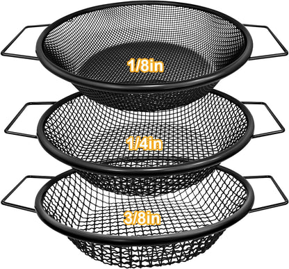 2PCS Soil Sifter for Gardening, Rock Sifter for 5 Gallon Bucket,Compost Sifter Dirt Sifter,Captures Dirt Rocks Sawdust Black Handle Upgrade Version