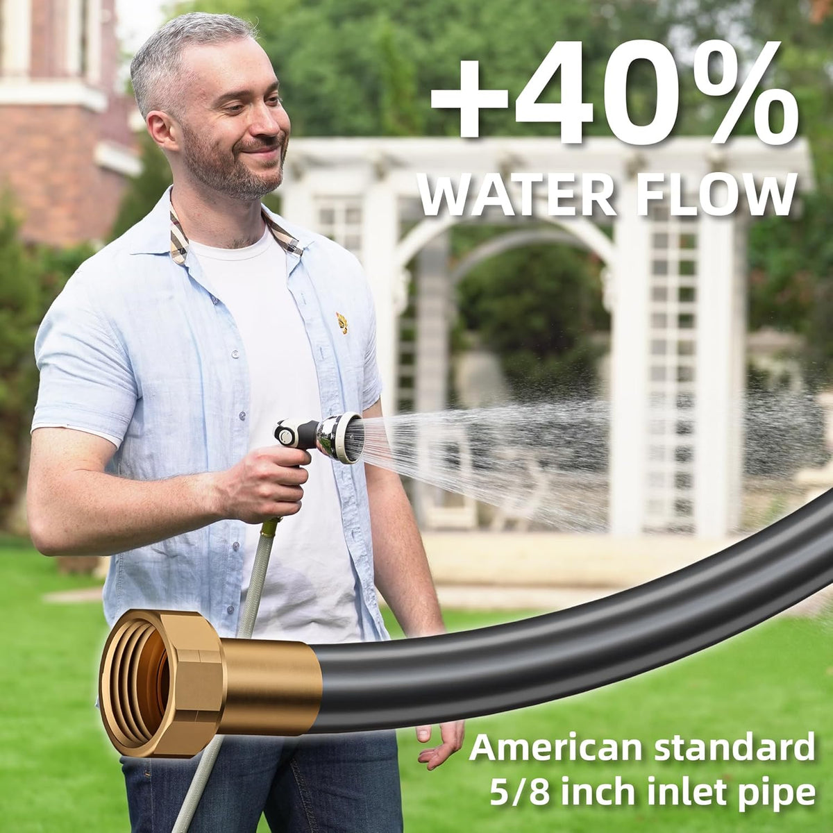 5/8" x 100 ft Heavy Duty Retractable Garden Hose Reel by HOZEREEL, Outdoor Garden Hose Reels - Self Retract Wall Mount Hose Reel Automatic Storage, Any Length Lock, 10 Pattern Nozzle