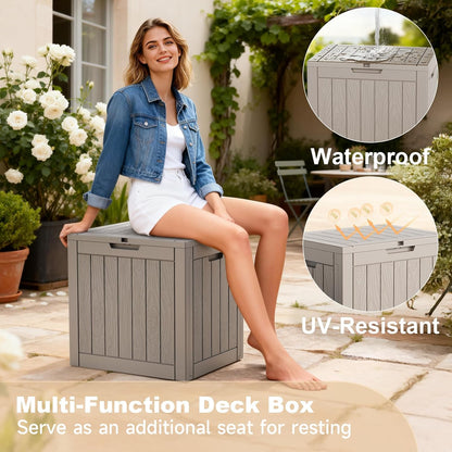 30 Gallon Outdoor Deck Box, Lockable Waterproof Outdoor Storage Boxes For Garden Tools,Indoor Cushions,Accessories Outside Storage Resin Weatherproof Container(Black)