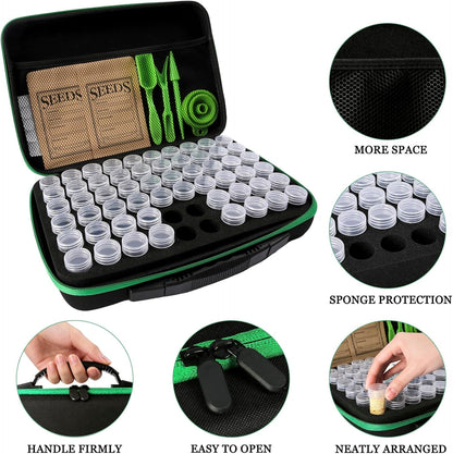Seed Storage Organizer Box 60 Slots, with 20 Envelopes and Small Tool, Sturdy Seeds Saving Seed Bank Container Kit (Seeds not Included)