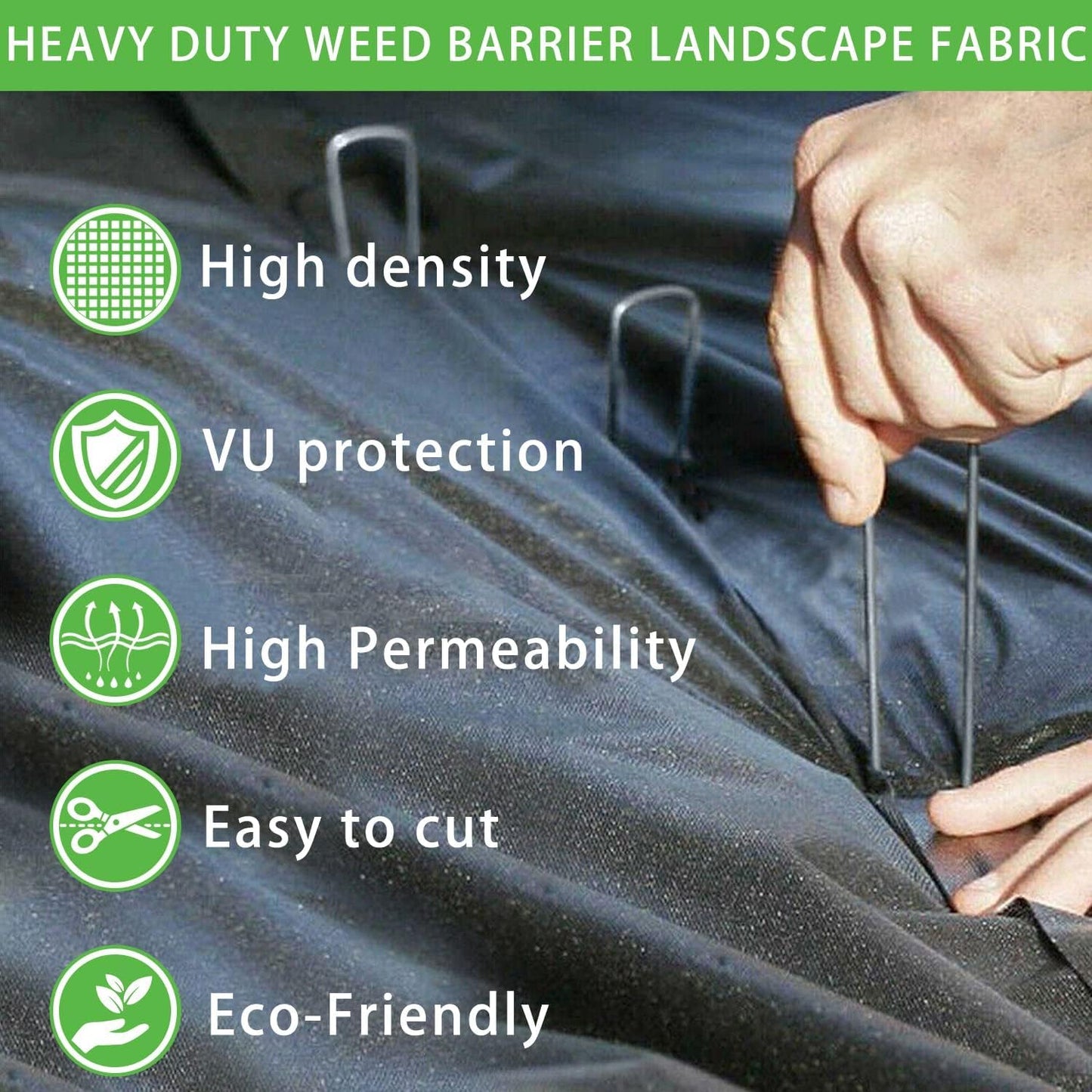 4ft x300ft Black Weed Barrier 3.5oz Landscape Premium Fabric-Heavy Duty Woven Ground Cloth with Superior Permeability Weed Control Convenient Design - Colors W