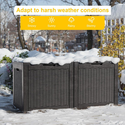 30 Gallon Outdoor Deck Box, Lockable Waterproof Outdoor Storage Boxes For Garden Tools,Indoor Cushions,Accessories Outside Storage Resin Weatherproof Container(Black)