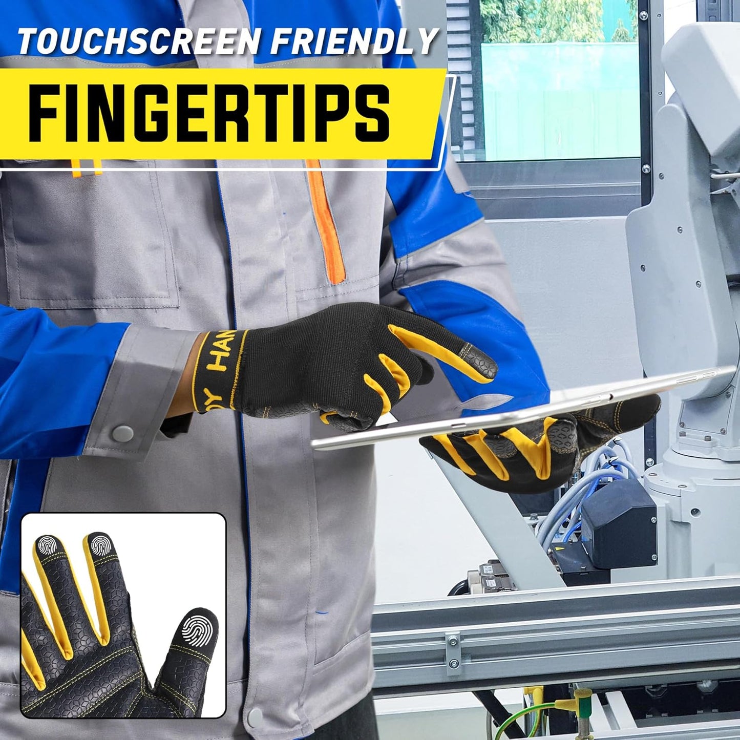 Work Gloves for Men & Women, Utility Mechanic Working Gloves Touch Screen, Flexible Gardening Gloves for Yard