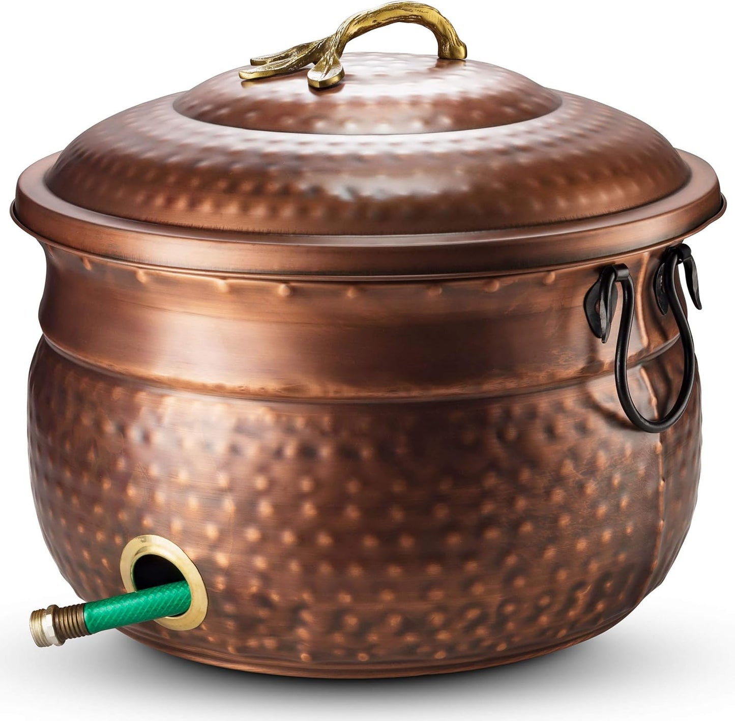 Decorative Garden Hose Pot Holder and Lid 16x16x12 | Hose Container Pot Outdoor or Indoor Use | Expandable Water Hose Storage | Holds Up to 100 ft Hose - Handmade