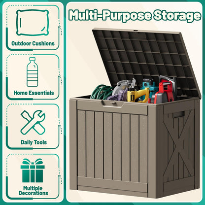 30 Gallon Resin Deck Box Waterproof Outdoor Storage Box for Patio Furniture Pool Accessories Indoor Storage for Cushion Garden Tools (30 Gallon, Black)