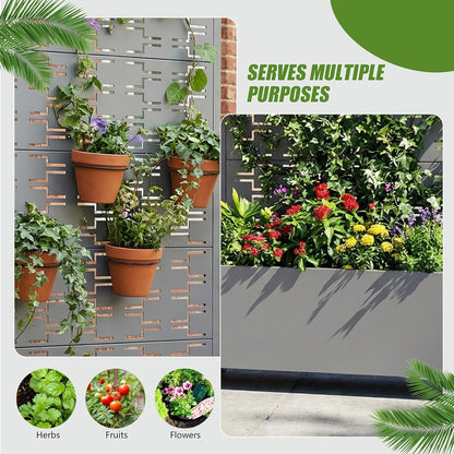 Casaphoria Metal Raised Garden Bed with Trellis and Wheels, 72"x47"x16" Planter Box for Climbing Plants, Vegetables & Vines, Features Drainage Holes and Privacy Screen (Black-Louver) - Colors C