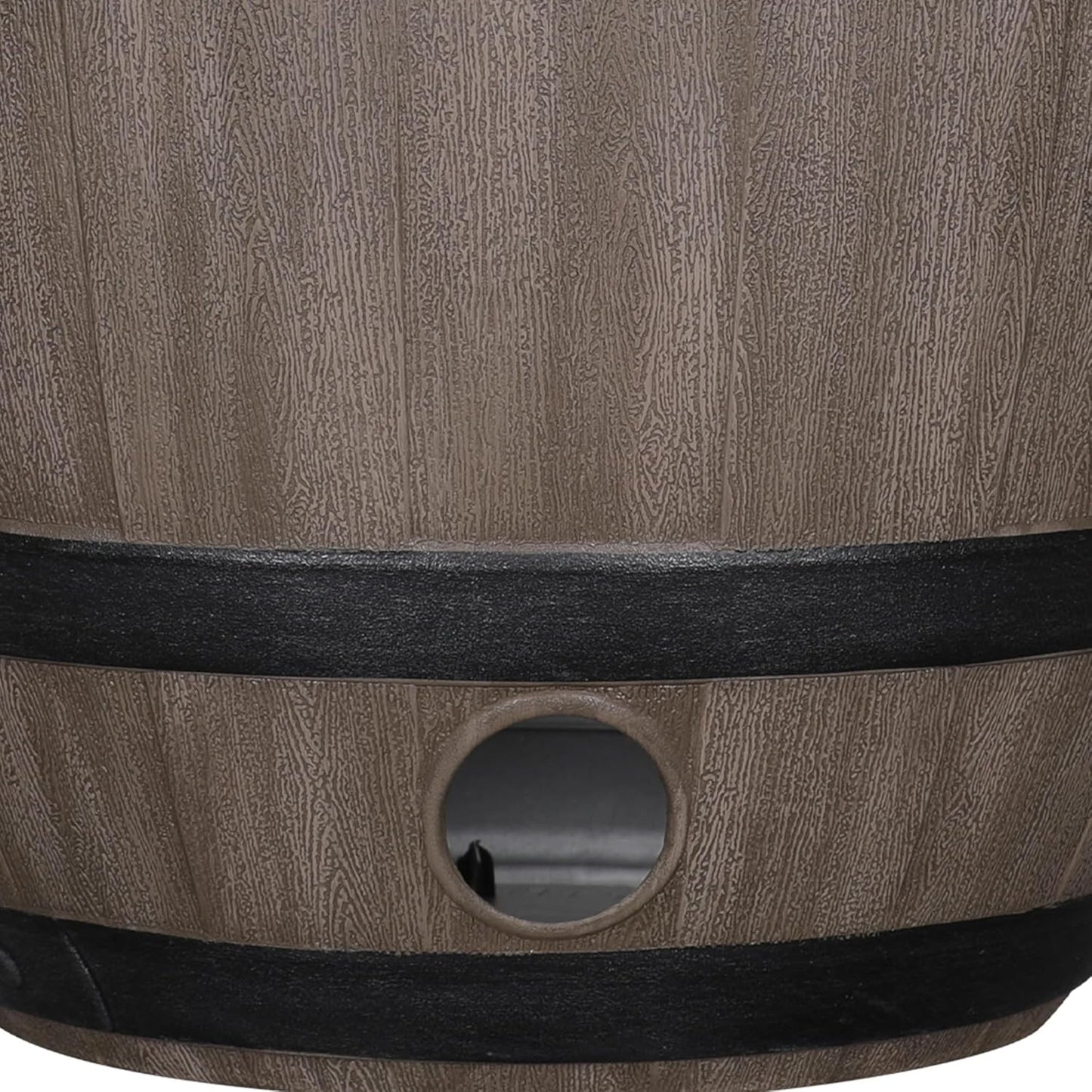 Whiskey Barrel Garden Hose Pot, 18"" Dia. x 12"" H, Walnut Brown – 100% Certified Recycled Resin Outdoor Water Hose Storage with Removable Drainage Plug, UV & Weather Resistant