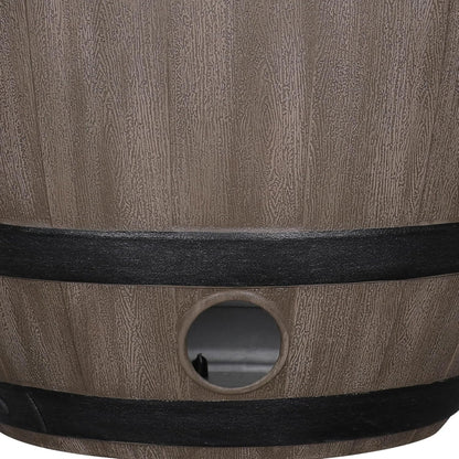 Whiskey Barrel Garden Hose Pot, 18"" Dia. x 12"" H, Walnut Brown – 100% Certified Recycled Resin Outdoor Water Hose Storage with Removable Drainage Plug, UV & Weather Resistant