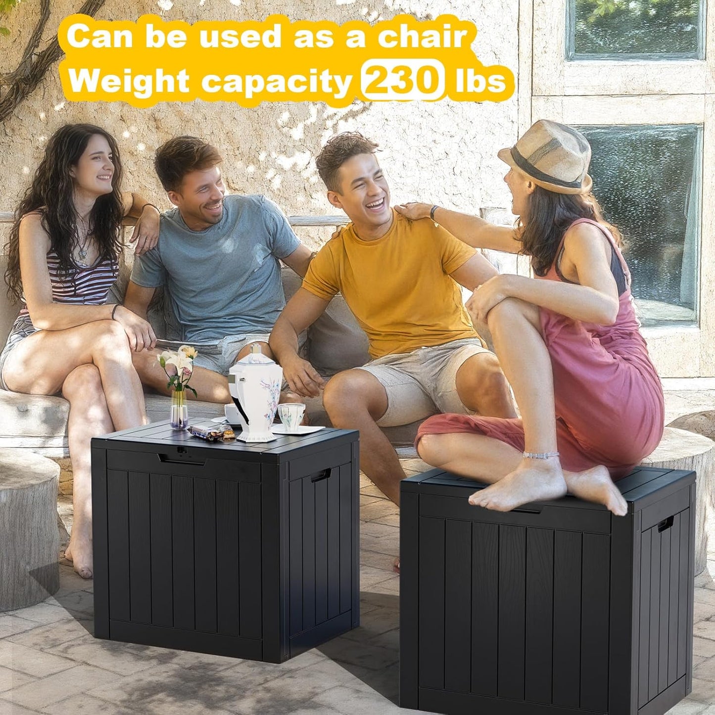 30 Gallon Outdoor Deck Box, Lockable Waterproof Outdoor Storage Boxes For Garden Tools,Indoor Cushions,Accessories Outside Storage Resin Weatherproof Container(Black)
