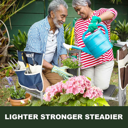 Aimerla Foldable Garden Kneeler Seat Heavy Duty [Upgraded Widened Thick Kneeling Pad] Gardening Stool with Large Tool Bags with Pockets - Portable Garden Bench Gardening Gifts for Parents
