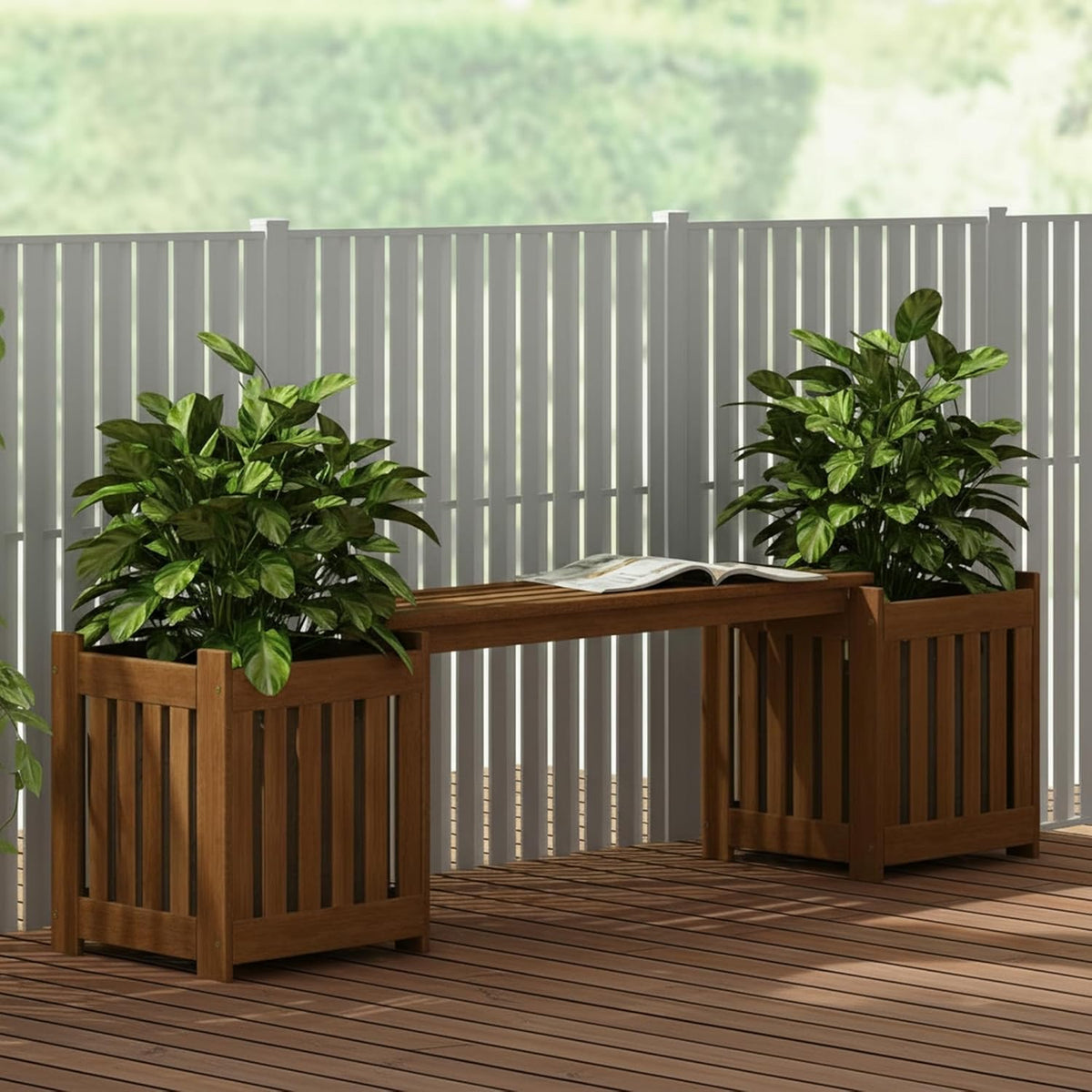 Furinno FG17478 Tioman Outdoor Patio Furniture Hardwood Potting Bench, Natural