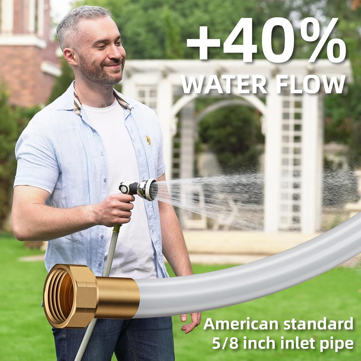 5/8" x 100 ft Heavy Duty Retractable Garden Hose Reel by HOZEREEL, Outdoor Garden Hose Reels - Self Retract Wall Mount Hose Reel Automatic Storage, Any Length Lock, 10 Pattern Nozzle