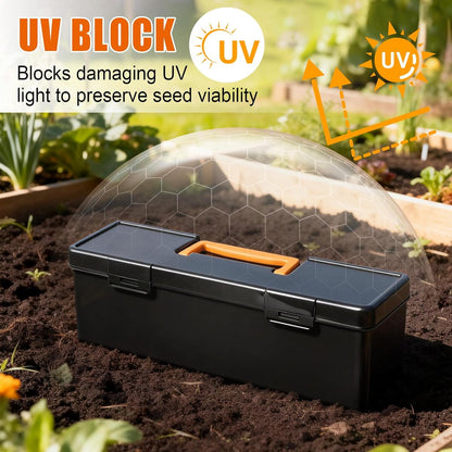 tutata Seed Packet Organizer Box Plastic Portable Seed Packet Storage Box, Seed Storage Organizer