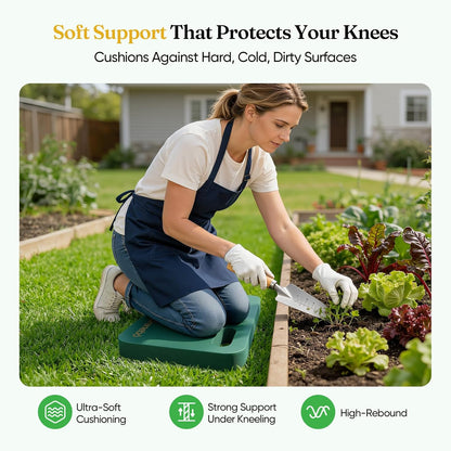 Grenebo 2-Pack 1.6" Extra Thick NBR Foam Garden Kneeling Pads, Ultra Soft Cushion Kneeling Pads for Gardening, Gardening Kneeling Pad for Baby Bathing, Work, Exercise, 17.3×11×1.6 in, Green