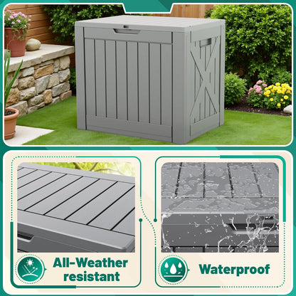 30 Gallon Resin Deck Box Waterproof Outdoor Storage Box for Patio Furniture Pool Accessories Indoor Storage for Cushion Garden Tools (30 Gallon, Black)