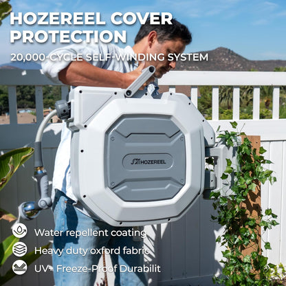 5/8" x 100 ft Heavy Duty Retractable Garden Hose Reel by HOZEREEL, Outdoor Garden Hose Reels - Self Retract Wall Mount Hose Reel Automatic Storage, Any Length Lock, 10 Pattern Nozzle