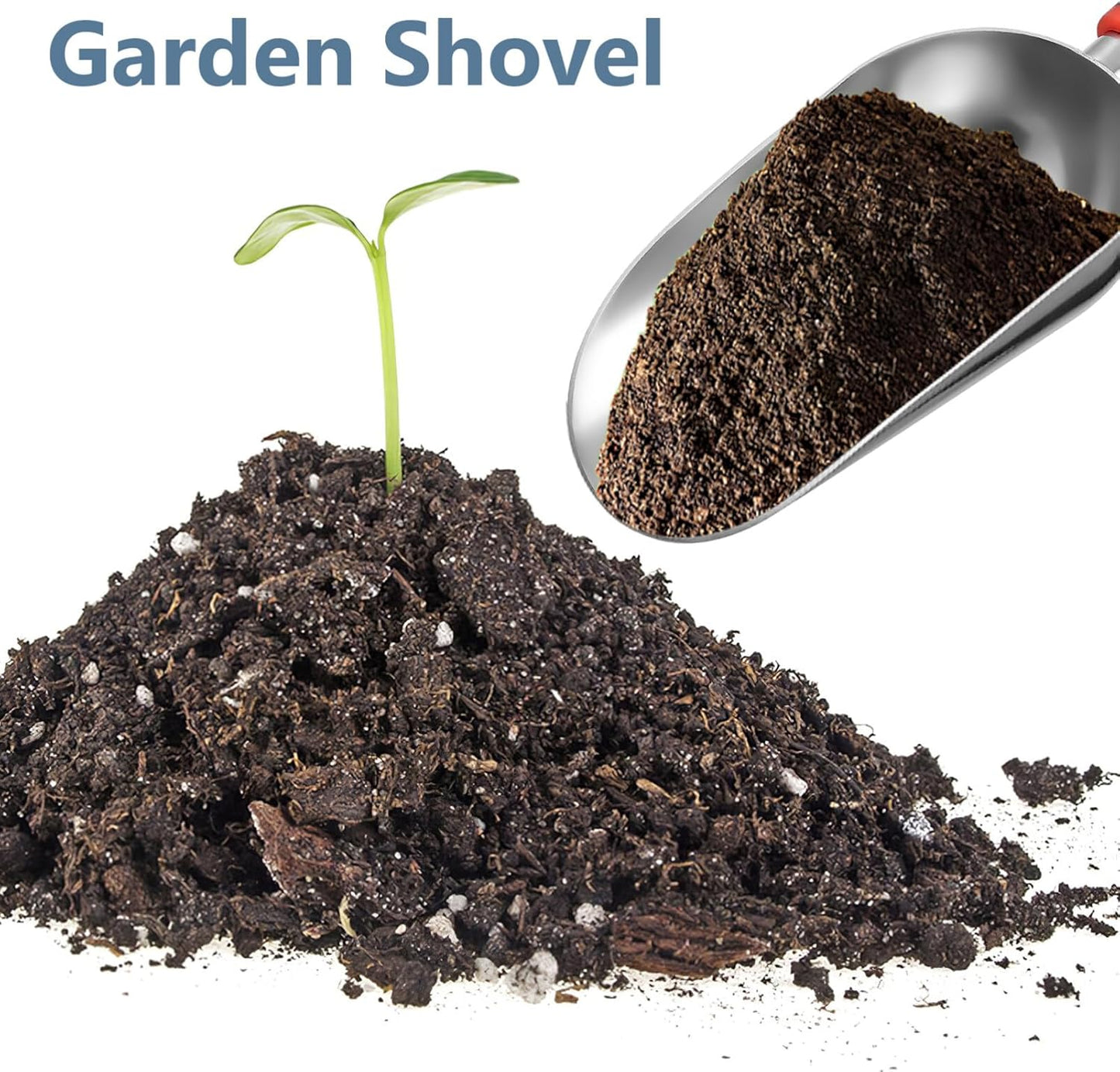 GANAZONO Aluminum Garden Shovel 13.77In Lightweight Handheld Soil Scoop and Ice Scoop for Gardening and Freezer Use Ergonomic Grip Durable Multi-Functional Tool